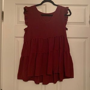 Burgundy sleeveless blouse